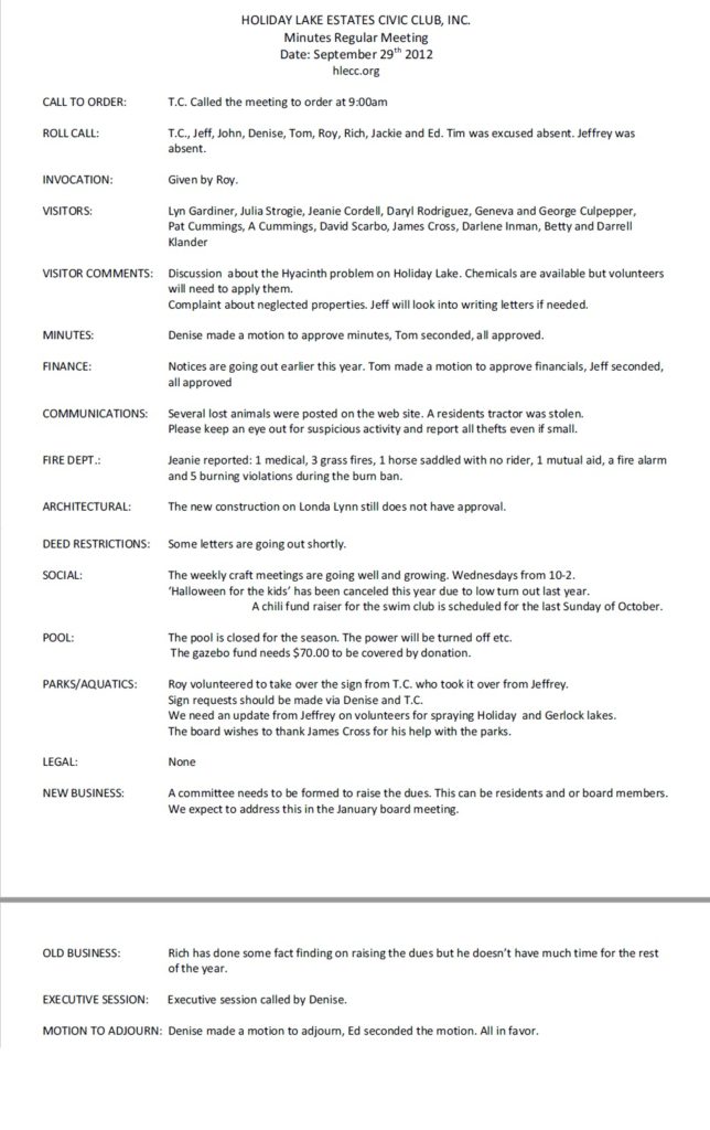 9/2012 Meeting Minutes